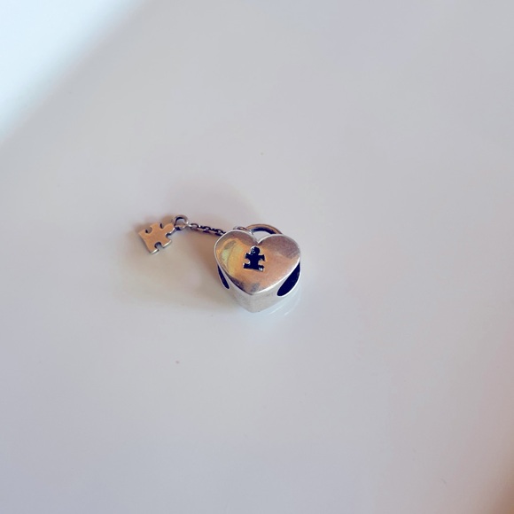 Pandora RARE Heart Puzzle Bead + Dust Bag - Picture 5 of 9